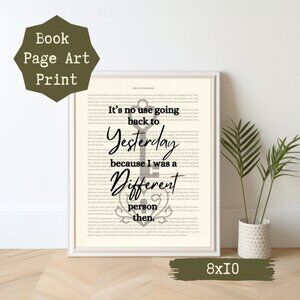 Alice in Wonderland Book Page Wall Art Print
